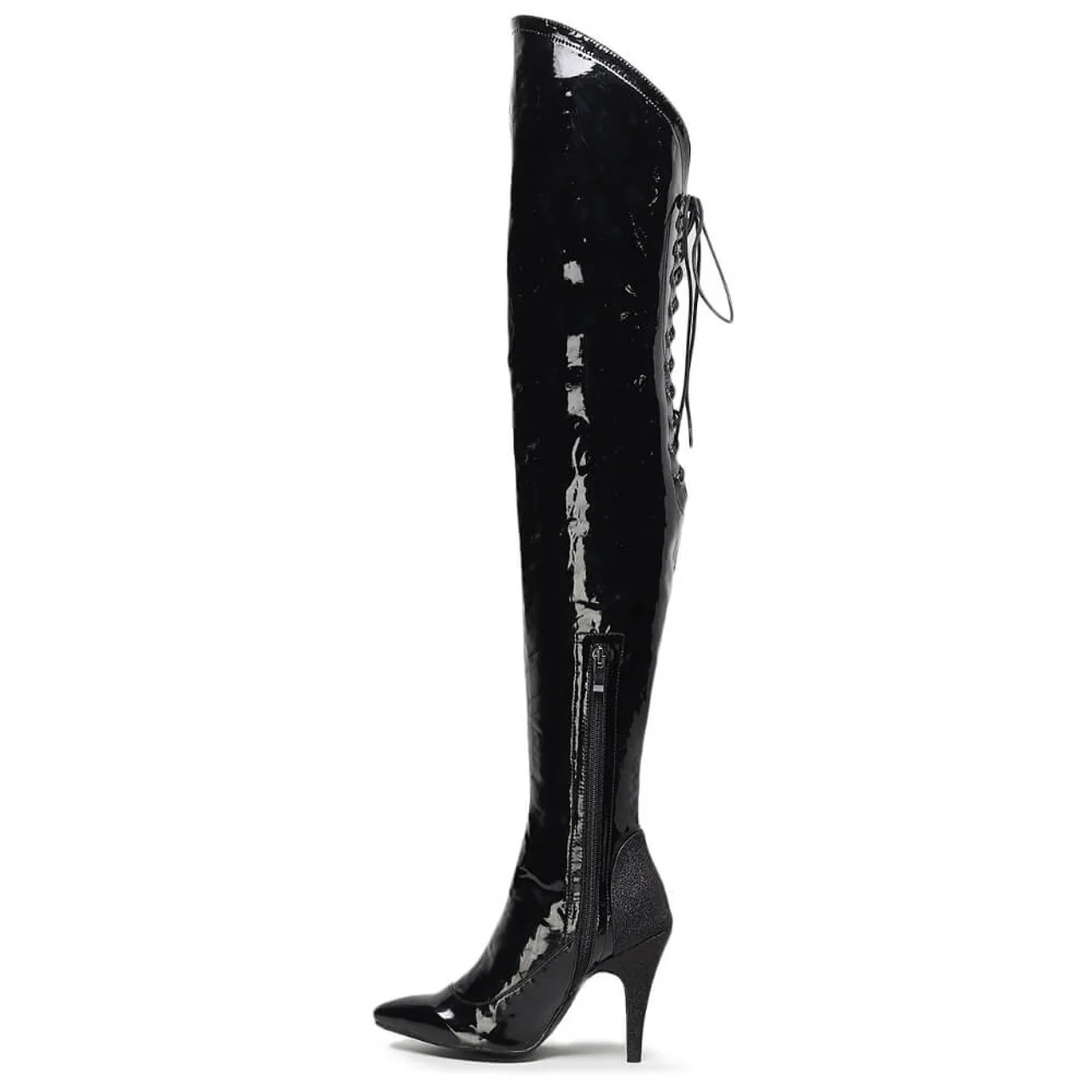 Savage Thigh High - By Kiira Harper - Closed Pointed Toe Wet Look Dance Boots (Street Sole) - Image 4