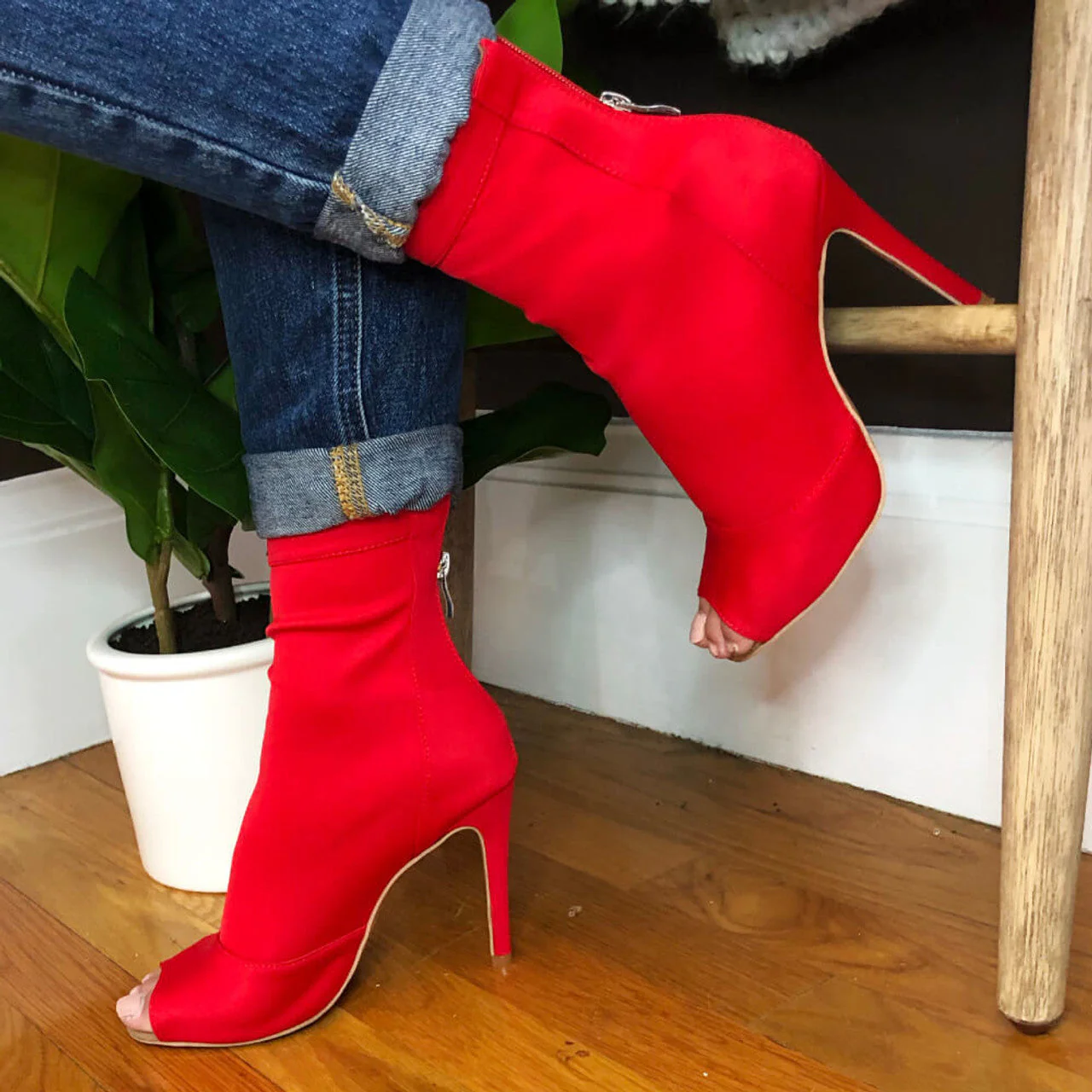 Shabina Solid Color (Vegan) - Stretch Lycra Sock Dance Booties (Street Sole) - Image 10