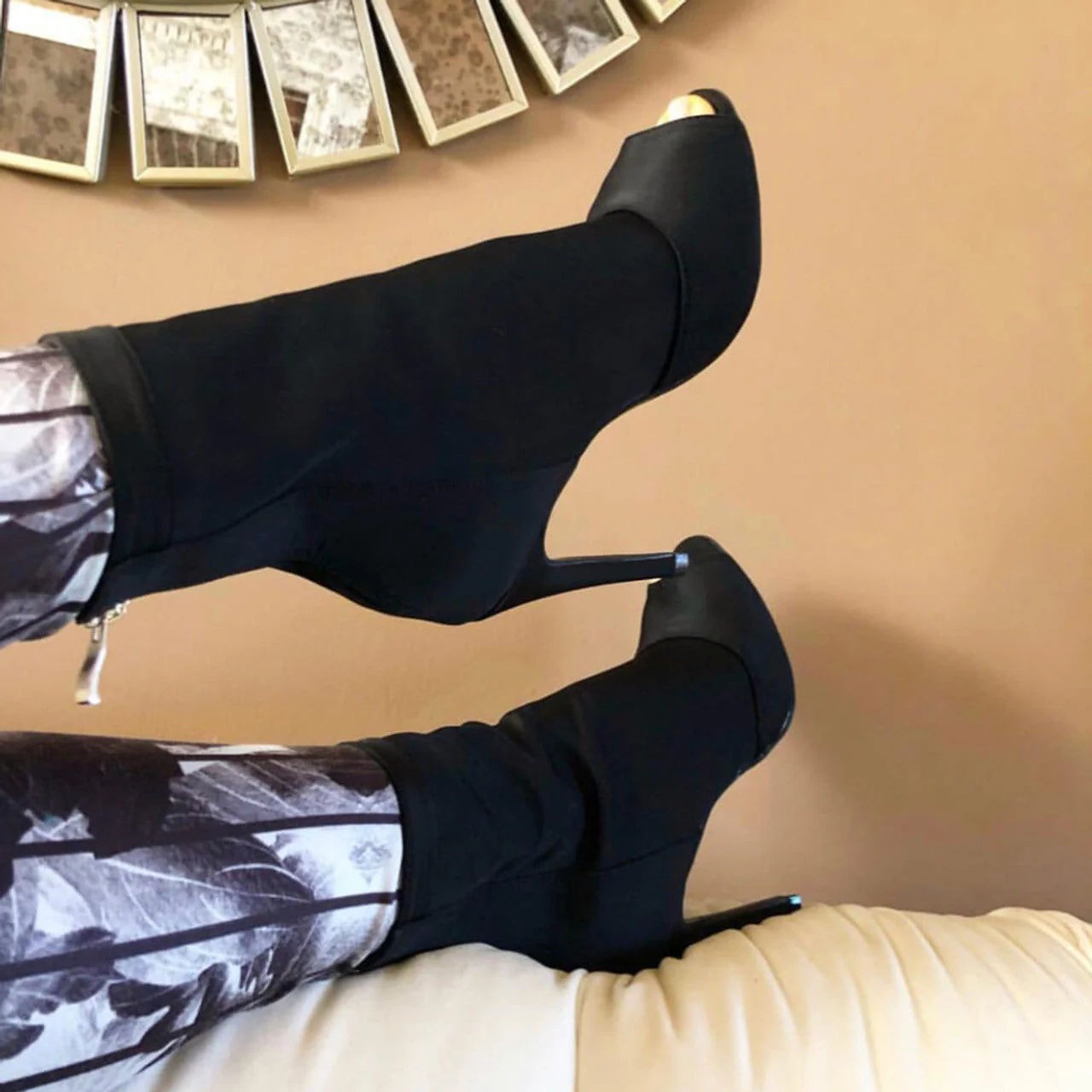 Shabina Solid Color (Vegan) - Stretch Lycra Sock Dance Booties (Street Sole) - Image 9