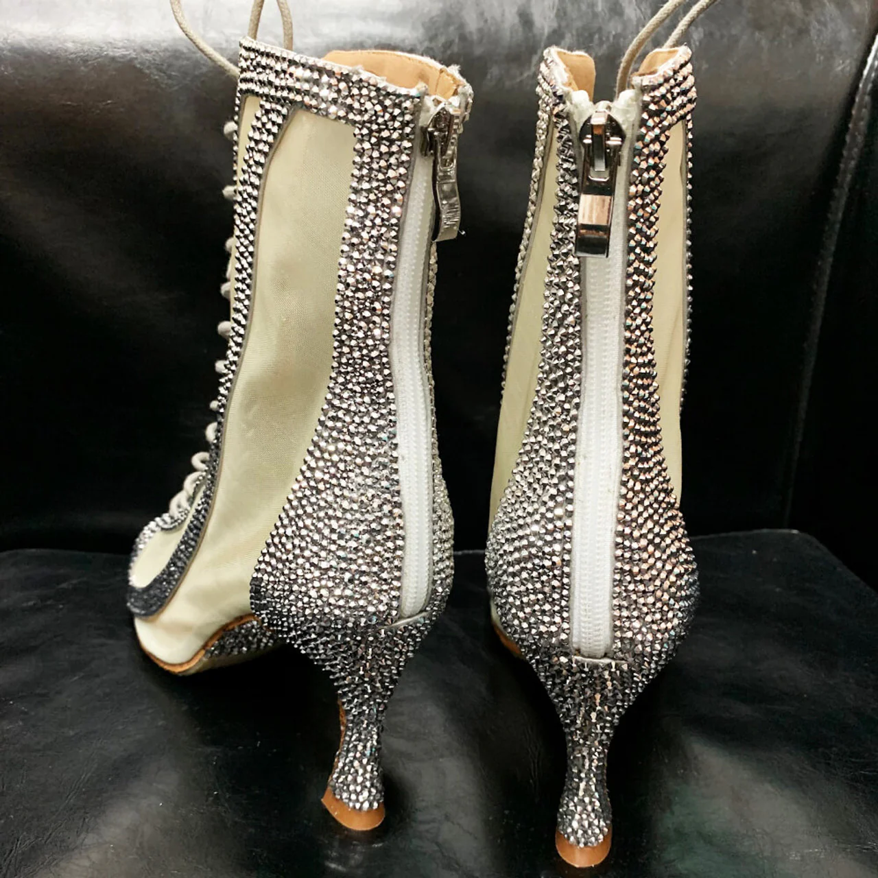 Sierra - Silver Crystals Decorated Latin Dance Booties - Image 5