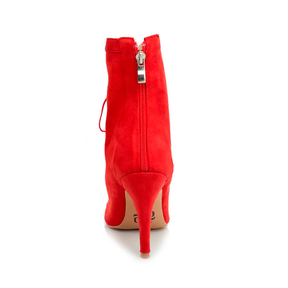 Sierralynn - Open Toe Faux Suede Lace Up Latin Dance Booties (Suede Sole) - Image 5