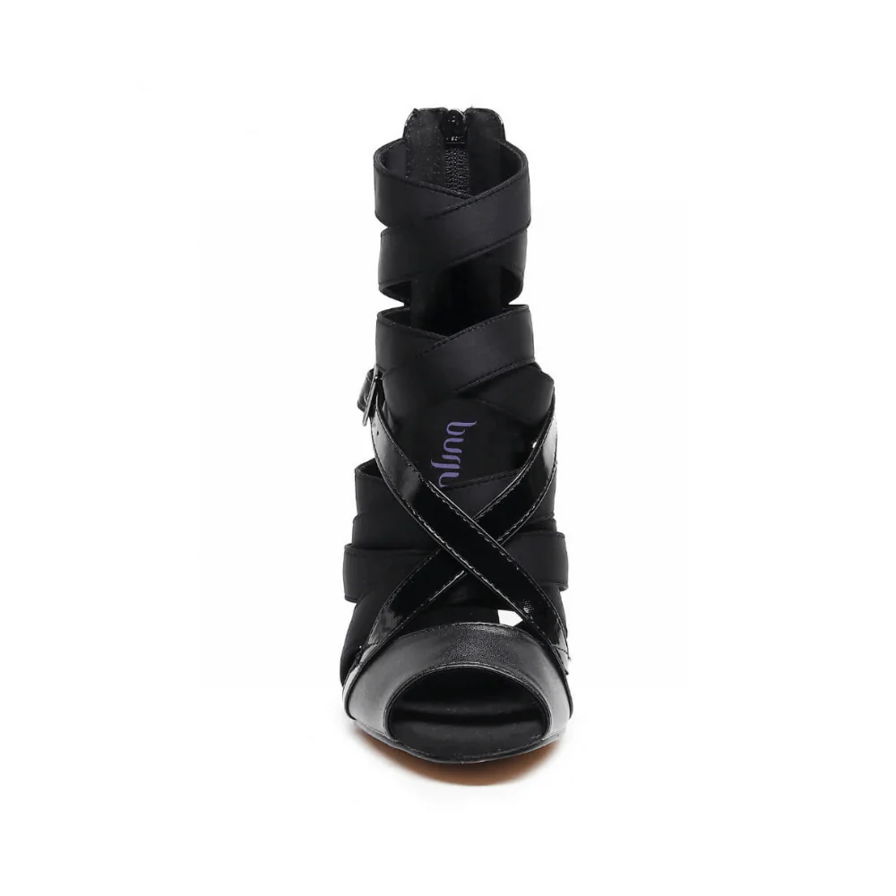 Stay Strapped - By Nicole Kirkland - Patent and Lycra Strappy Latin Dance Shoes (Street Sole) - Image 6