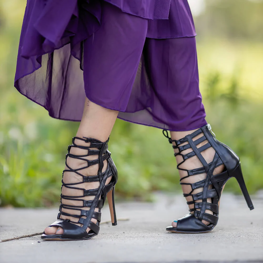 Tiyah - Strappy Open Toe Vegan Lace Up Latin Dance Shoes (Street Sole) - Image 3