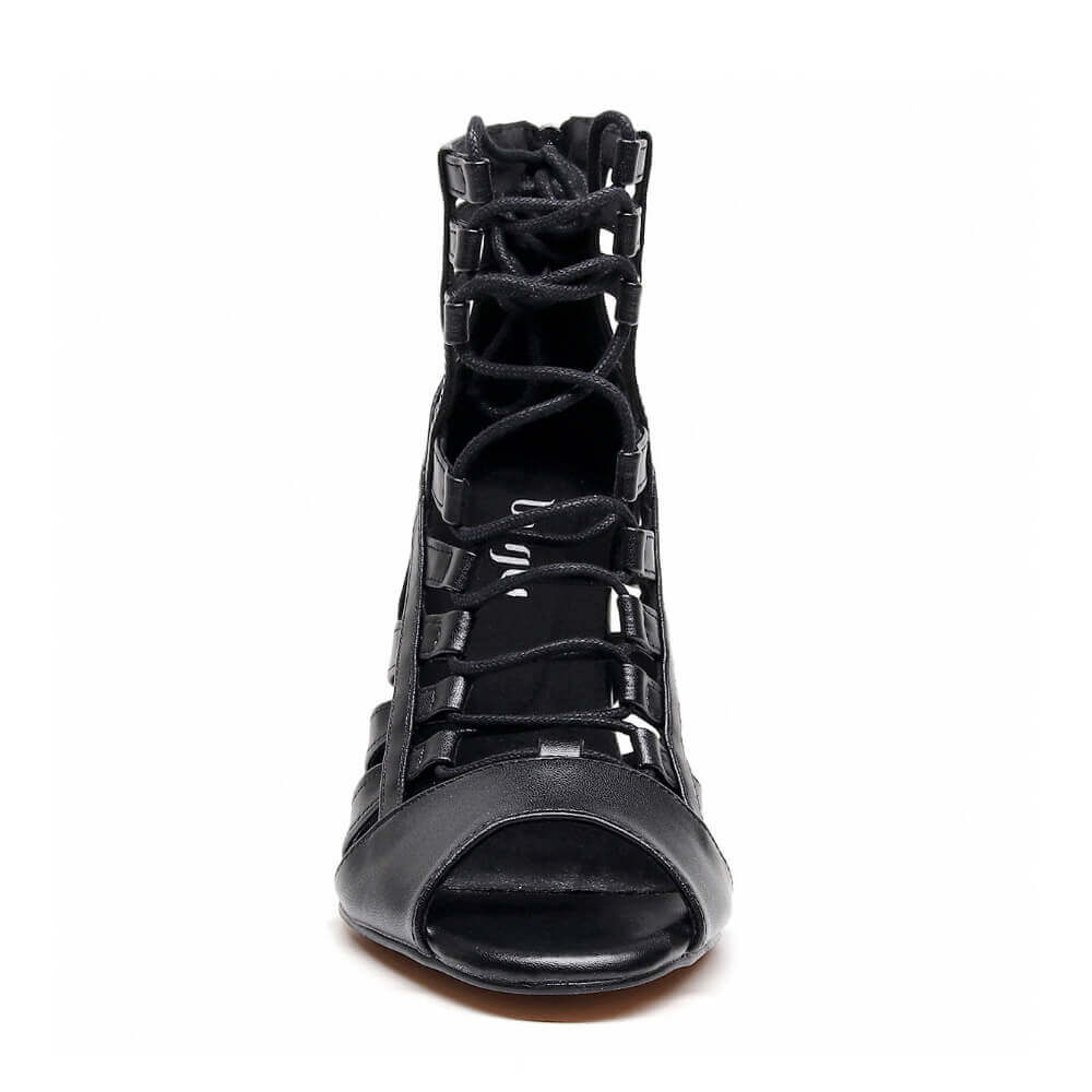 Tiyah - Strappy Open Toe Vegan Lace Up Latin Dance Shoes (Street Sole) - Image 6