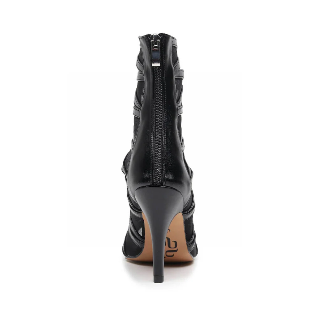 Vikky - Strappy Mesh Cutout Lace Up Ankle Dance Booties (Street Sole) - Image 6