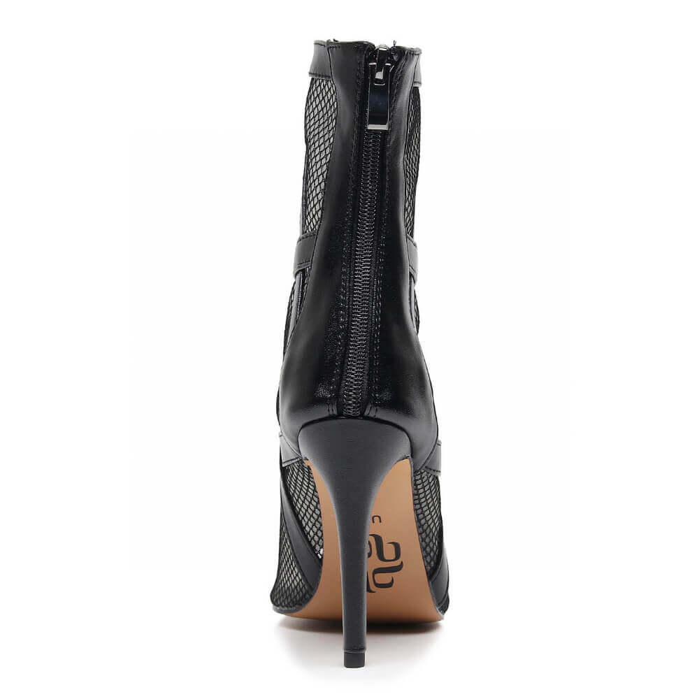 Xiomara - Vegan Leather and Mesh Cross Design Lace Up Latin Dance Booties (Street Sole) - Image 4